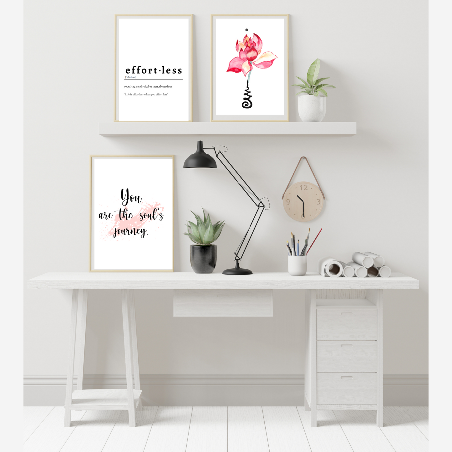 Inspirational Wall Art, Digital Download Prints, Floral Positive Quotes, Law of Attraction Home Decor