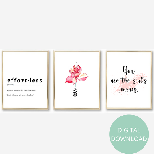 Inspirational Wall Art, Digital Download Prints, Floral Positive Quotes, Law of Attraction Home Decor